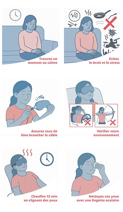 mode d'emploi du masque chauffant pour les yeux USB44 Methode chaucline